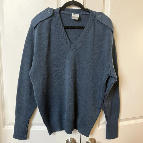 Logistics Military Style Wool Blue Sweater Made in Canada Large - Picture 4 of 6